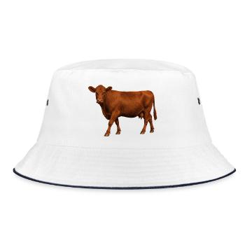 Red Angus Kuh - Bucket Hat - Weiß/Navy - Vorne
