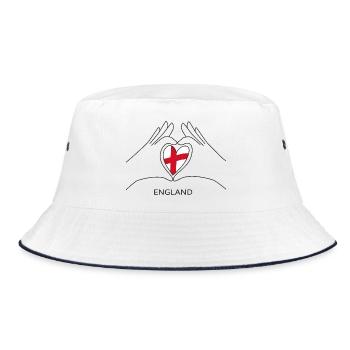 England Heart with English Flag Sports Fan - Bucket Hat - white/navy - Front