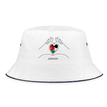 Jordan Fan Heart with Jordanian Flag - Bucket Hat - white/navy - Front