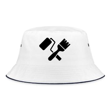 Maler Pinsel Farbrolle Motiv - Bucket Hat - Weiß/Navy - Vorne