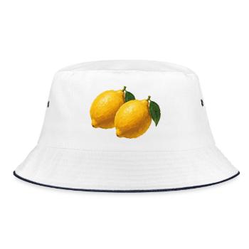 Zitronen Pinselkunst - Bucket Hat - Weiß/Navy - Vorne