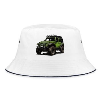 Green Jeep Off-Road Adventure - Bucket Hat - white/navy - Front