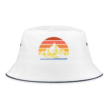 Hiking Mountain Trail Backpacking Outdoors Poaching - Bucket Hat - white/navy - Front