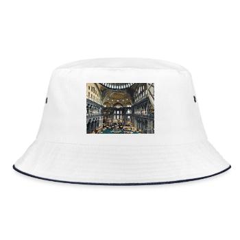 Byzantine Mosaic of the Hagia - Bucket Hat - white/navy - Front