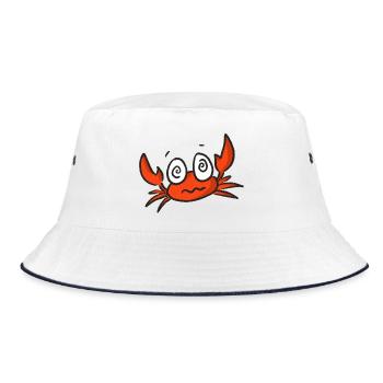 Red crab cartoon with big eyes - Bucket Hat - white/navy - Front
