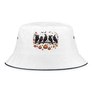 Halloween Ravens Autumn Pumpkin - Bucket Hat - white/navy - Front