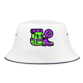 Hiking Backpack Compass Graphic - Bucket Hat - white/navy - Front