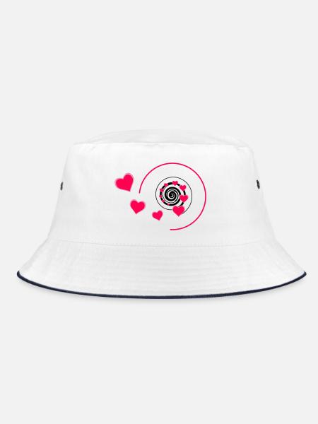 Love - Bucket Hat - Weiß/Navy - Vorne