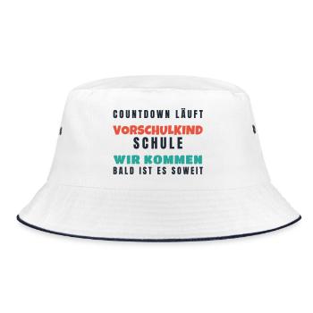 Vorschulkind Countdown Schule wir kommen 2026 - Bucket Hat - Weiß/Navy - Vorne