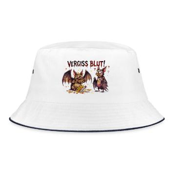 Vergiss Blut Pommes Fledermaus Halloween Design - Bucket Hat - Weiß/Navy - Vorne