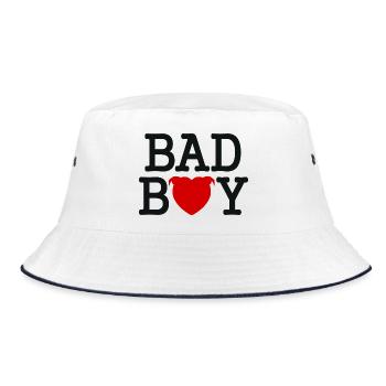 Bad boy head heart staffie - 045 - Bucket Hat - white/navy - Front