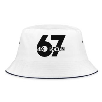 67 Six Seven – Minimal Streetwear Design - Bucket Hat - white/navy - Front