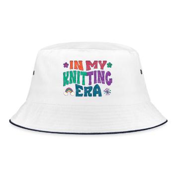 In my Knitting Era - Bucket Hat - Weiß/Navy - Vorne