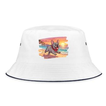 Adorable french bulldog on the beach - Bucket Hat - white/navy - Front