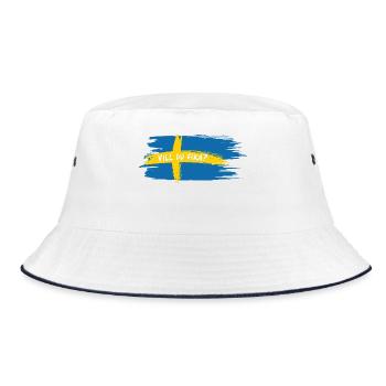 Vill Du Fika? – Schwedischer Kaffee Humor - Bucket Hat - Weiß/Navy - Vorne