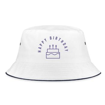 ALLES GUTE ZUM GEBURTSTAG. ALLES GUTE ZUM GEBURTSTAG. JAHRESTAG. - Bucket Hat - Weiß/Navy - Vorne