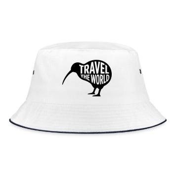 Kiwi Vogel Travel The World – Funny Travel - Bucket Hat - white/navy - Front