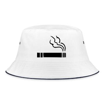 Zigarette Raucherzone - Bucket Hat - Weiß/Navy - Vorne