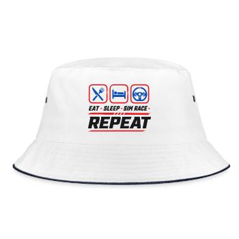 Eat sleep sim race repeat für Sim Racing Fans - Bucket Hat - Weiß/Navy - Vorne