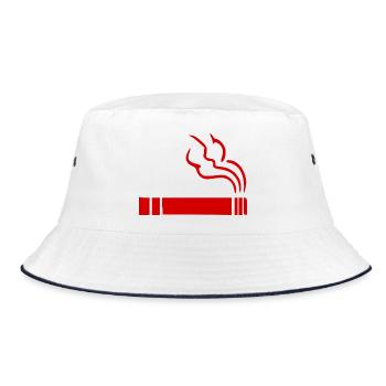 Zigarette Raucherbereich - Bucket Hat - Weiß/Navy - Vorne