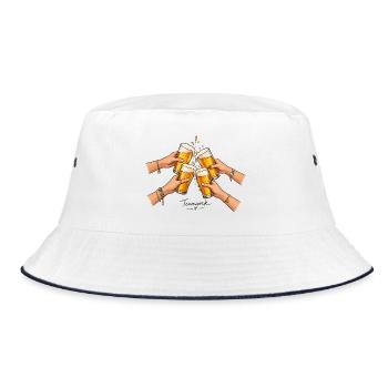 Teamwork - man trinkt nicht allein - Bucket Hat - Weiß/Navy - Vorne