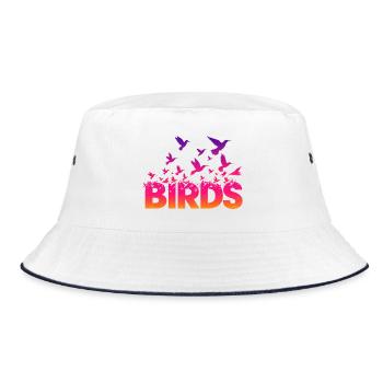 Vögel  - Bucket Hat - Weiß/Navy - Vorne
