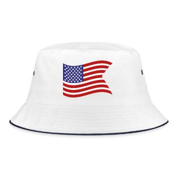 Flagge der Vereinigten Staaten - Bucket Hat - Weiß/Navy - Vorne