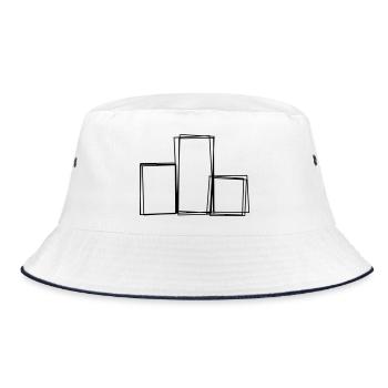 Siegerpodest handgezeichnet - Bucket Hat - Weiß/Navy - Vorne