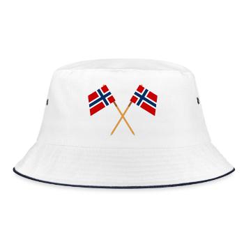 Norwegische Flagge - Bucket Hat - Weiß/Navy - Vorne