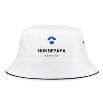 Hundepapa mit Leib & Seele - Bucket Hat - Weiß/Navy - Vorne