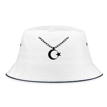 Türkei Flagge Kette - Bucket Hat - Weiß/Navy - Vorne
