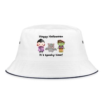 Halloween Design Spookey Freunde - Bucket Hat - Weiß/Navy - Vorne