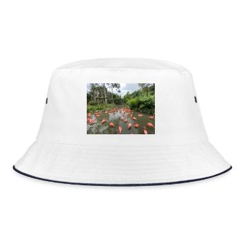 Flamingos im Sumpf - Bucket Hat - Weiß/Navy - Vorne