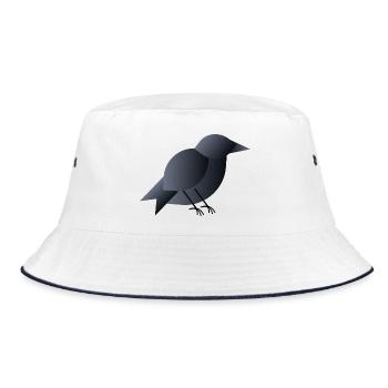 Geometrischer dunkelblauer Vogel - Bucket Hat - Weiß/Navy - Vorne
