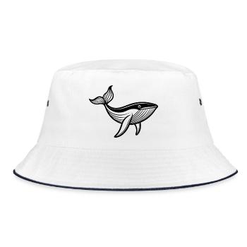Buckelwal - Bucket Hat - Weiß/Navy - Vorne