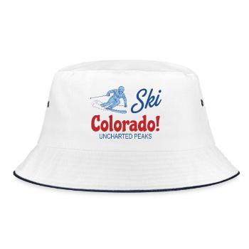 Retro Ski Colorado Unerforschte Gipfel - Bucket Hat - Weiß/Navy - Vorne