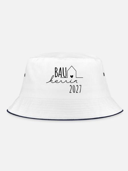 Bauherrin 2027 – Hausbau Eigenheim Geschenk - Bucket Hat - Weiß/Navy