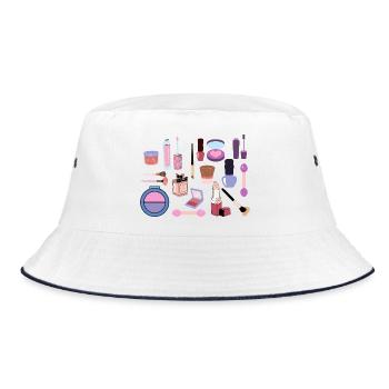 Pastell-Make-up-Kollektion - Bucket Hat - Weiß/Navy - Vorne