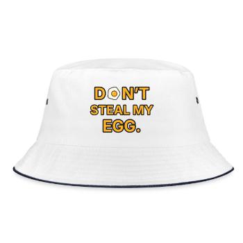 Spiegelei – Don’t steal my egg – Frühstück Spruch - Bucket Hat - Weiß/Navy - Vorne