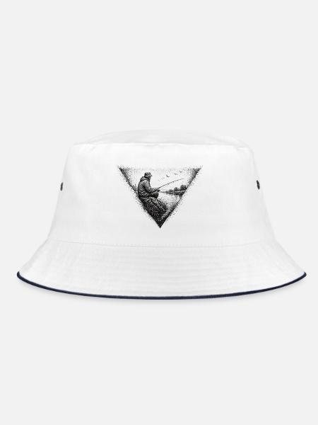 Dunkles Dreieck aus Lichtlinien - Bucket Hat - Weiß/Navy