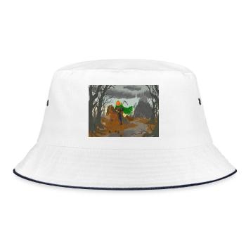 Kürbisköpfiger Reiter - Bucket Hat - Weiß/Navy - Vorne