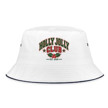 Holly Jolly Club Weihnachtsemblem - Bucket Hat - Weiß/Navy - Vorne