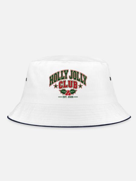 Holly Jolly Club Weihnachtsemblem - Bucket Hat - Weiß/Navy