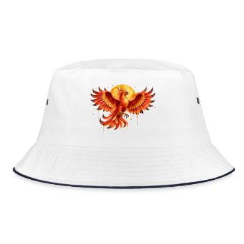 Feuerphönix Aquarell - Bucket Hat - Weiß/Navy - Vorne