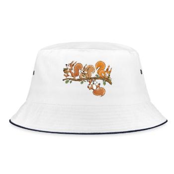 Lustige Eichhörnchen Eichel Wald Tierhumor - Bucket Hat - Weiß/Navy - Vorne