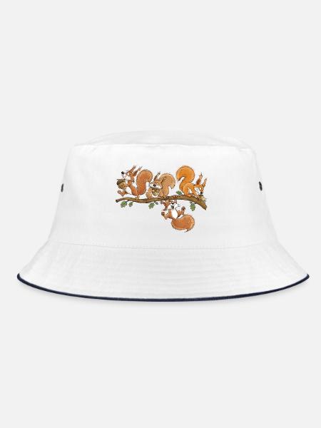 Lustige Eichhörnchen Eichel Wald Tierhumor - Bucket Hat - Weiß/Navy