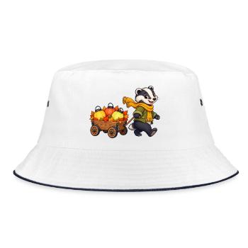 Dachskind mit buntem Blätterlichterwagen - Bucket Hat - Weiß/Navy - Vorne