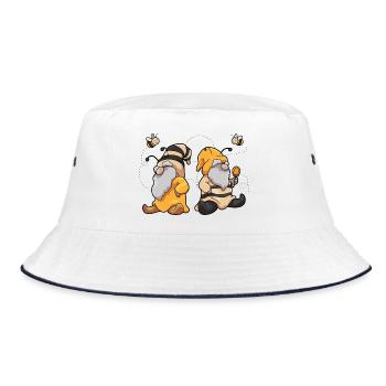 Bienen Humor Bee Happy - Bucket Hat - Weiß/Navy - Vorne