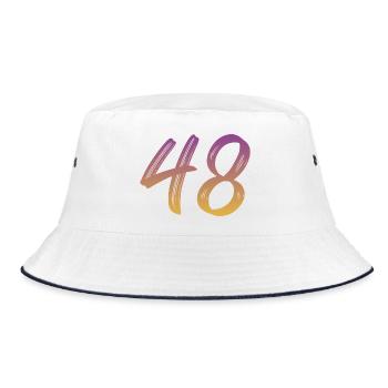 48 - Bucket Hat - Weiß/Navy - Vorne