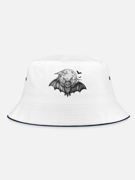 Fledermaus bei Vollmond - Bucket Hat - Weiß/Navy